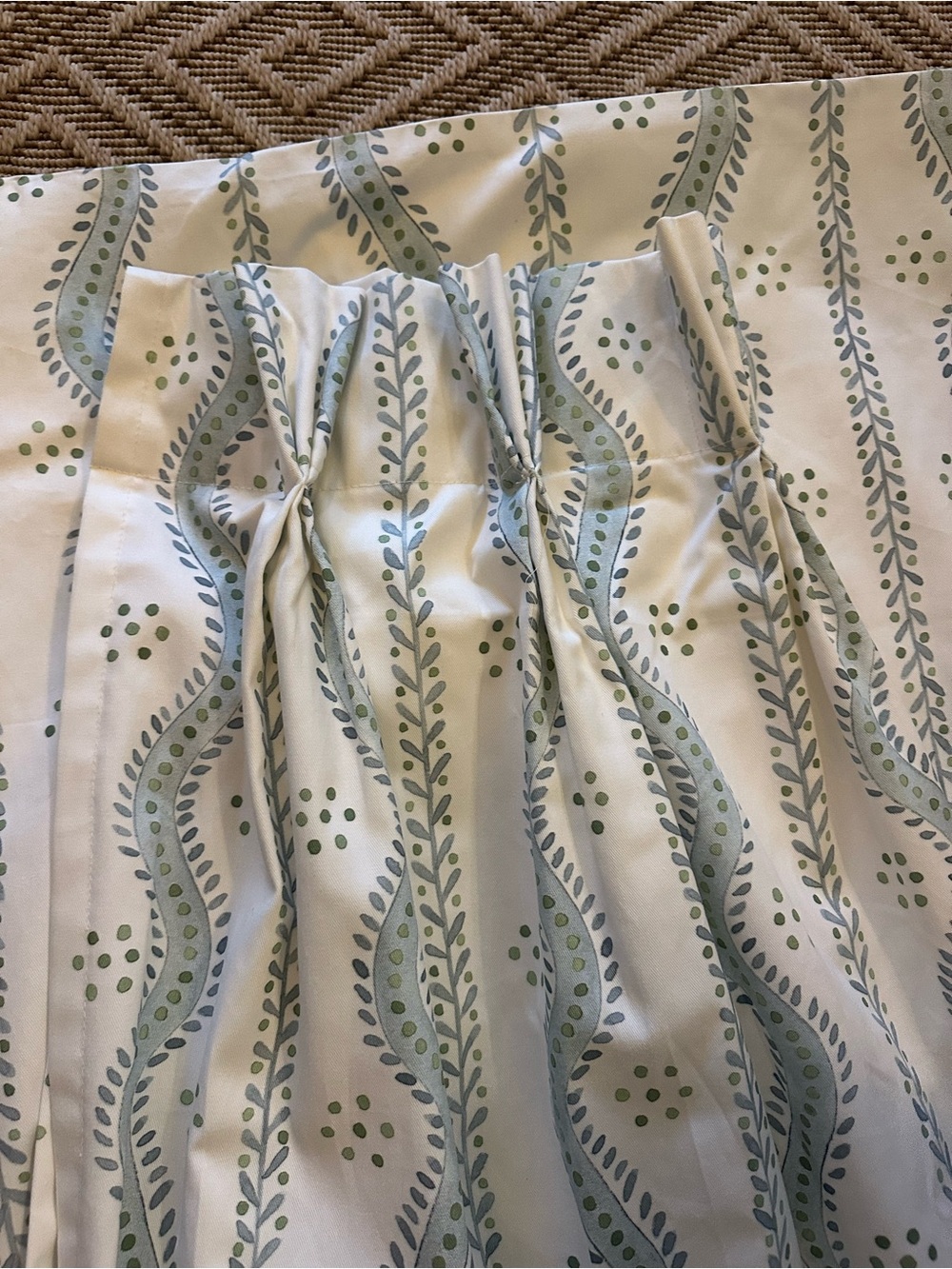 Leaf Vine Printed Curtains & Drapes in Cream and Sage